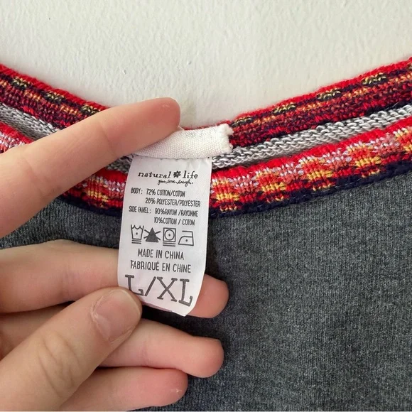 Natural Life Charcoal Knit Trim Sweatshirt Size L/XL - Picture 4 of 10